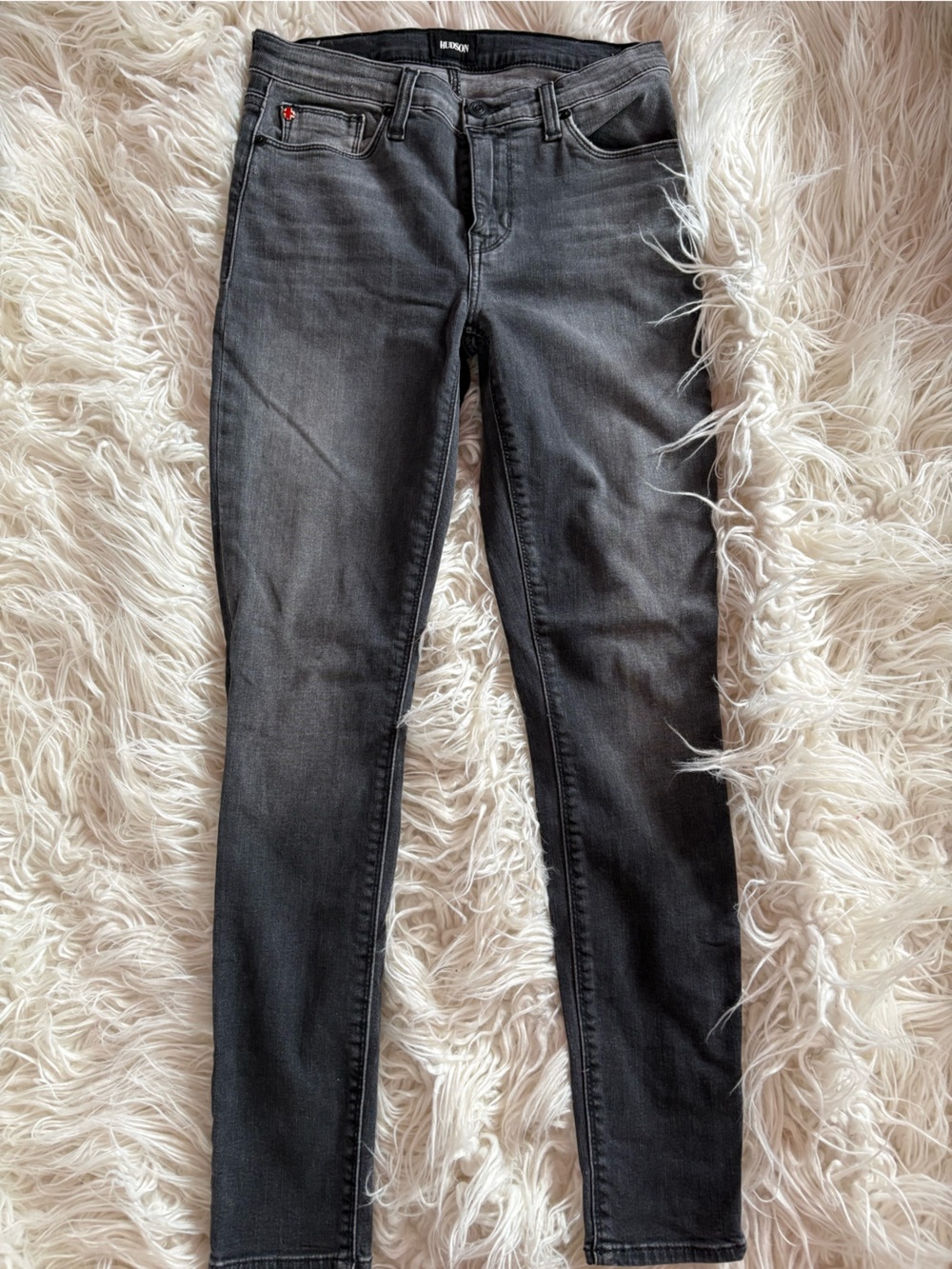 HUDSON Natalie Super Skinny Faded Black Grey Denim Jeans Size 27